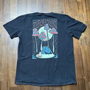 Dravus Shirt Mens Large Black Camping Trippin Mushroom Graphic Skate Streetwear